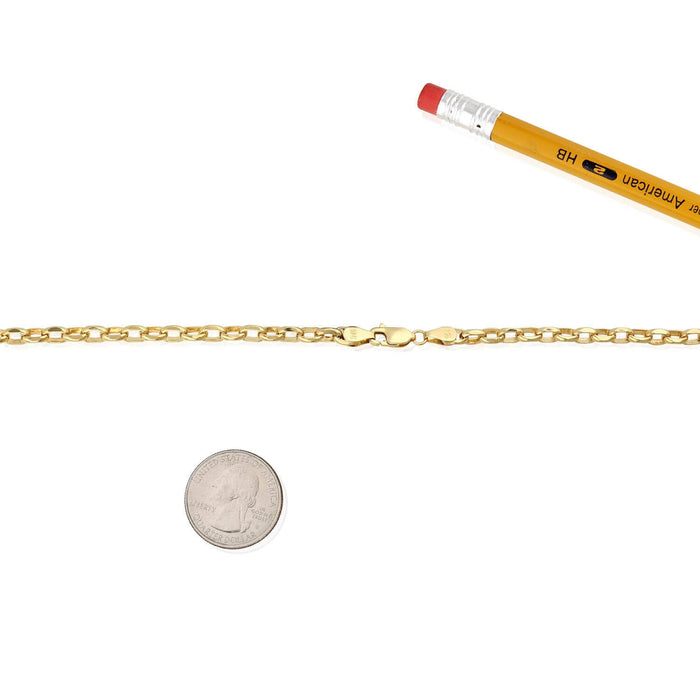 10K Yellow Gold 5mm Diamond-Cut Oval Rolo Chain (Solid Links) 20" 22" 24"