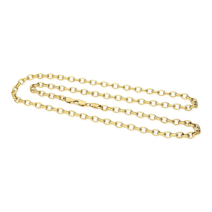 10K Yellow Gold 5mm Diamond-Cut Oval Rolo Chain (Solid Links) 20" 22" 24"