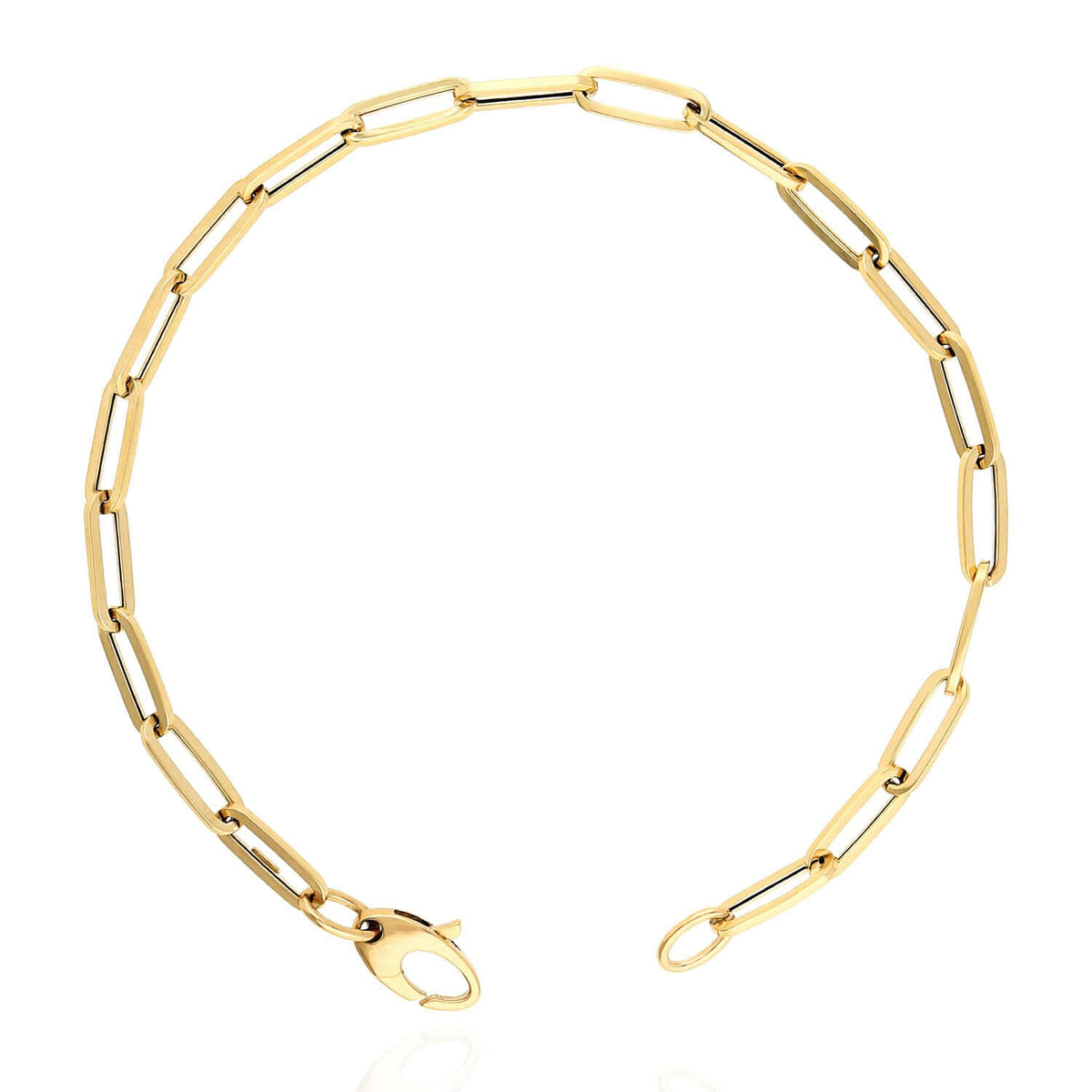 14K Yellow Gold 4mm Paperclip Elongated Bracelet (Hollow) 7" 8"