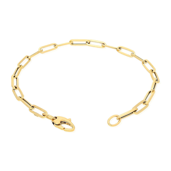 14K Yellow Gold 4mm Paperclip Elongated Bracelet (Hollow) 7" 8"
