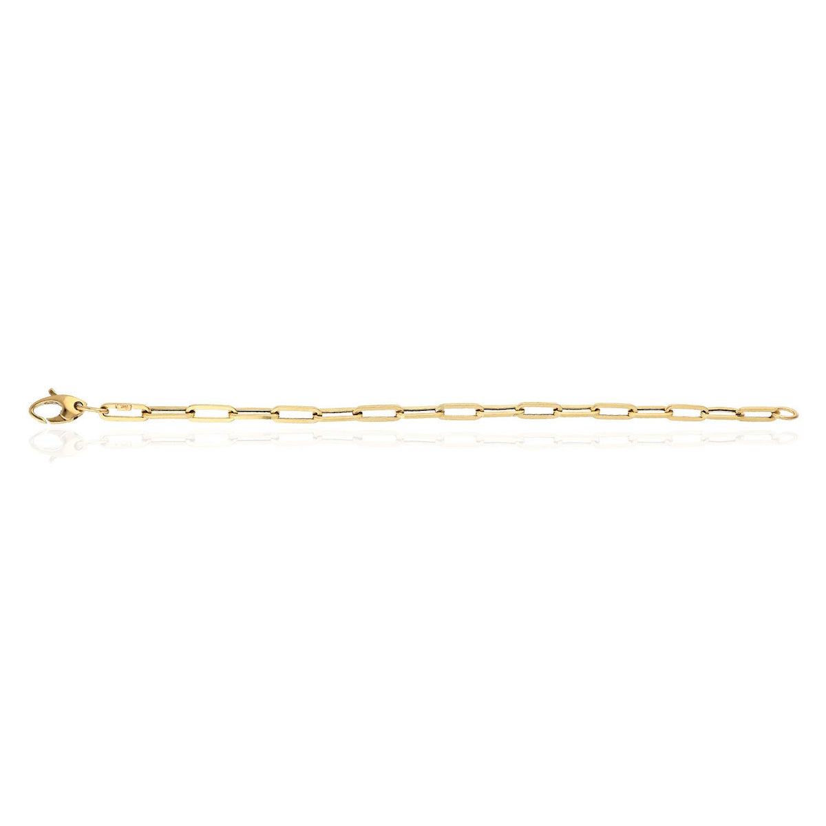 14K Yellow Gold 4mm Paperclip Elongated Bracelet (Hollow) 7" 8"