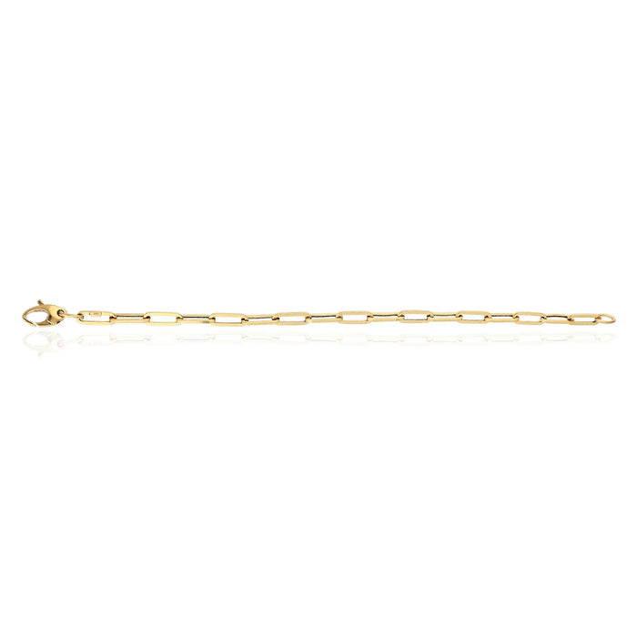 14K Yellow Gold 4mm Paperclip Elongated Bracelet (Hollow) 7" 8"