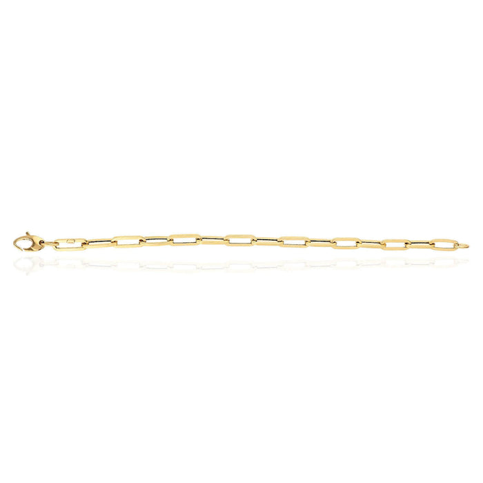14K Yellow Gold 5mm Paperclip Elongated Bracelet (Hollow) 7" 8"