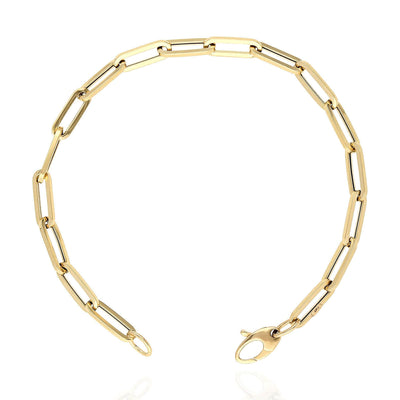 14K Yellow Gold 5mm Paperclip Elongated Bracelet (Hollow) 7" 8"