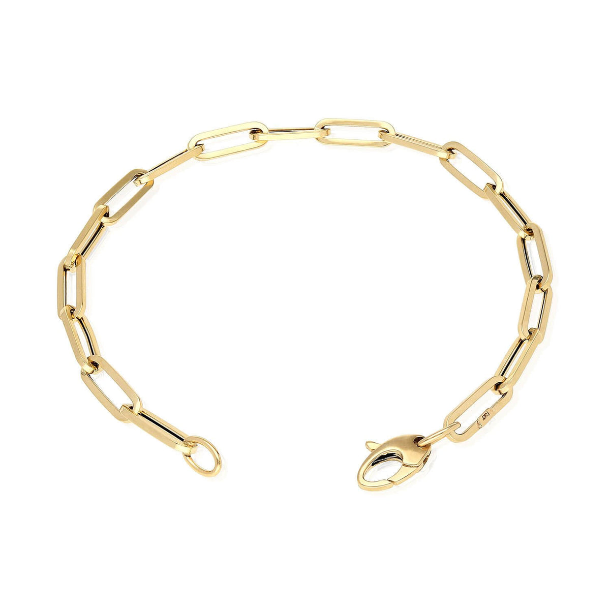 14K Yellow Gold 5mm Paperclip Elongated Bracelet (Hollow) 7" 8"