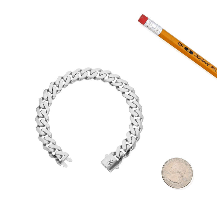 14K Yellow White Rose Gold 11.5mm Monaco Miami Box Clasp Bracelet (Hollow) 8.25"