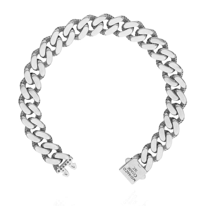 14K Yellow White Rose Gold 11.5mm Monaco Miami Box Clasp Bracelet (Hollow) 8.25"