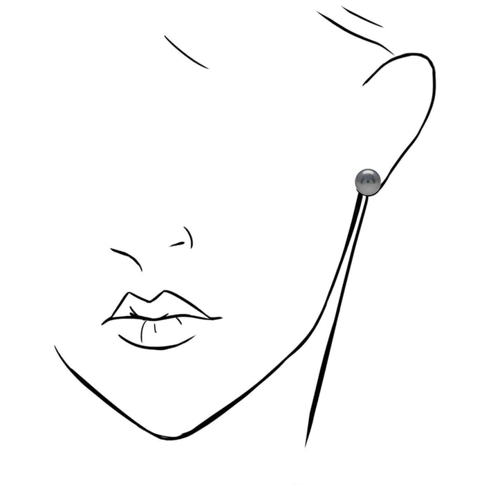 14K Yellow Gold Black Crystal Pearl Ball Push Back Stud Earrings 4mm-12mm