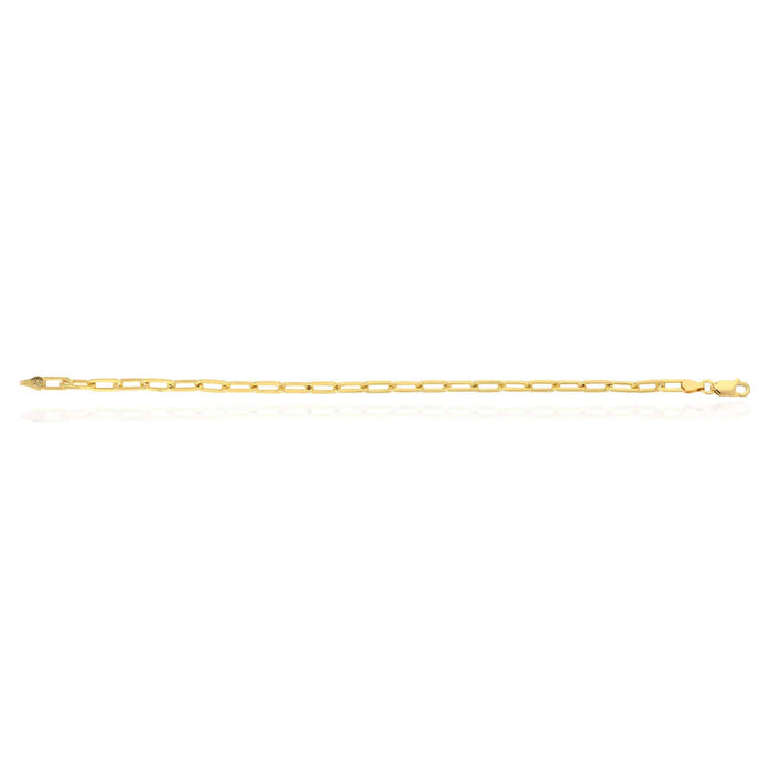 Yellow Gold Over Sterling Silver 4mm Elongated Paperclip Bracelet (Solid Links) 7" 8"