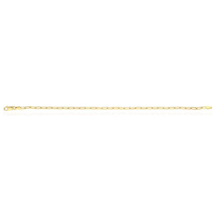 Yellow Gold Over Sterling Silver 2.5mm Elongated Paperclip Bracelet (Solid Links) 7"-8"