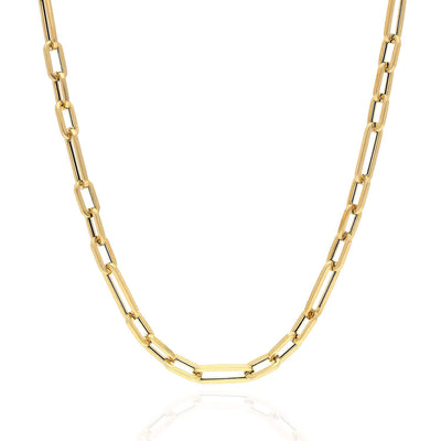 14K Yellow Gold 3mm Figaro Elongated Paperclip Chain (Solid Links) 16"-24"