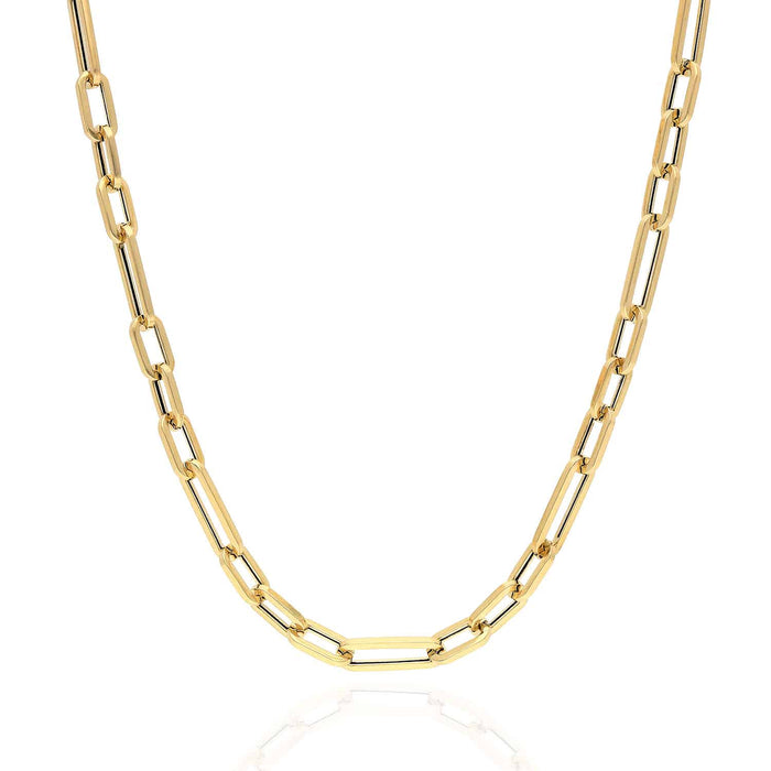 14K Yellow Gold 3mm Figaro Elongated Paperclip Chain (Solid Links) 16"-24"
