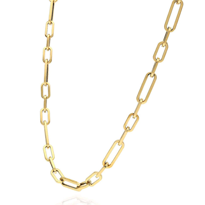 14K Yellow Gold 3mm Figaro Elongated Paperclip Chain (Solid Links) 16"-24"