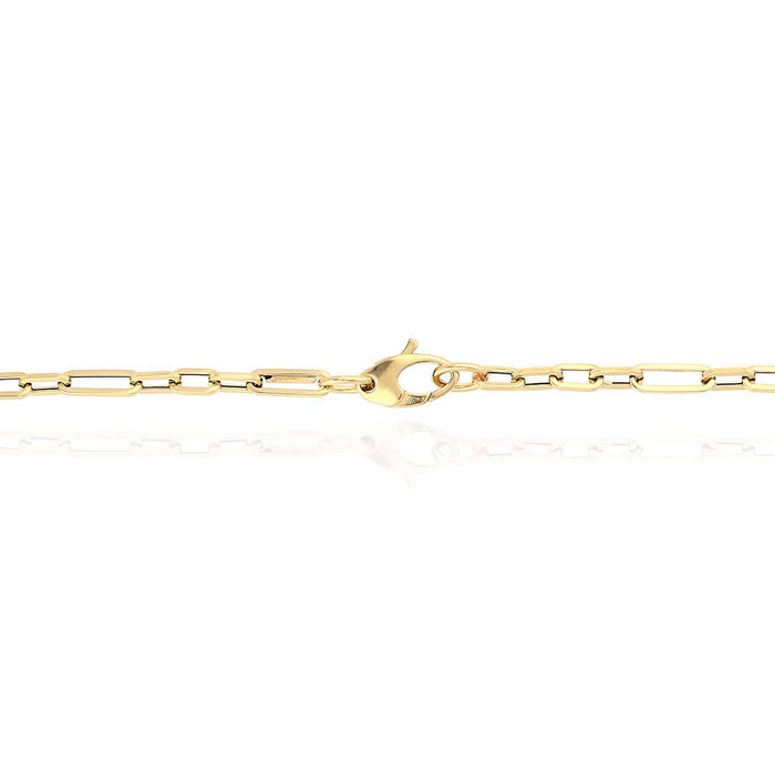 14K Yellow Gold 3mm Figaro Elongated Paperclip Chain (Solid Links) 16"-24"
