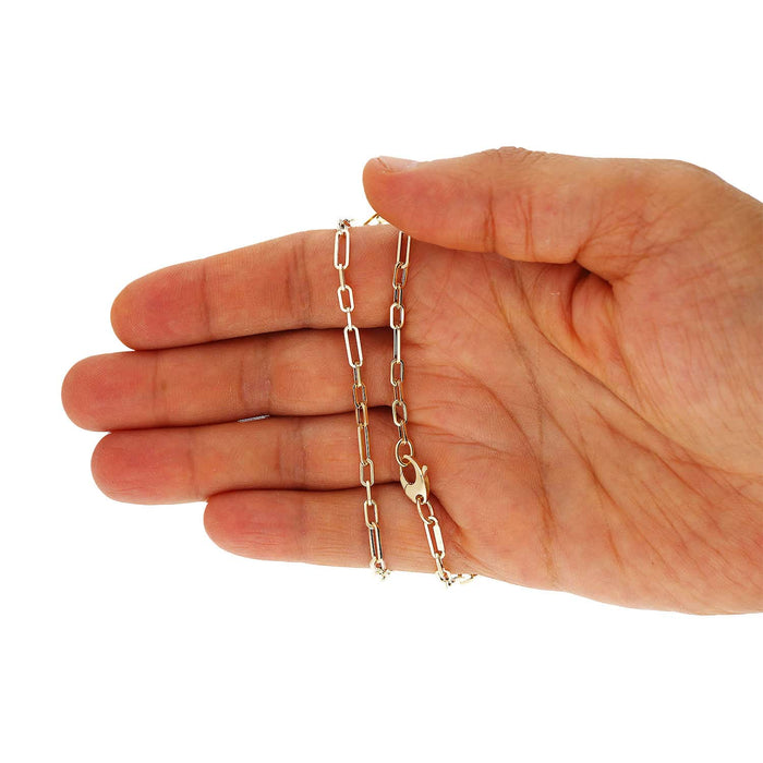 14K Yellow Gold 3mm Figaro Elongated Paperclip Chain (Solid Links) 16"-24"