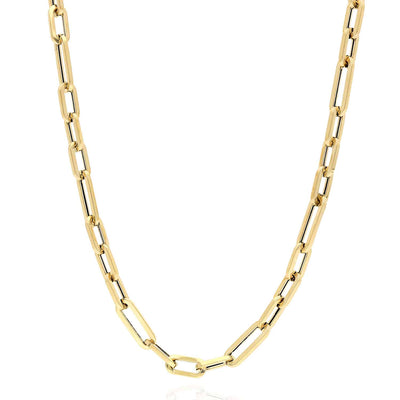 14K Yellow Gold 4mm Elongated Paperclip Figaro Chain (Hollow) 16"-24"