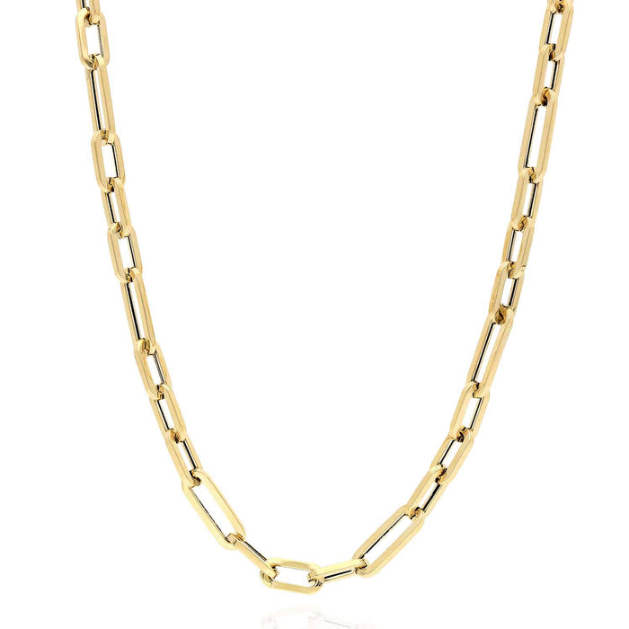 14K Yellow Gold 4mm Elongated Paperclip Figaro Chain (Hollow) 16"-24"