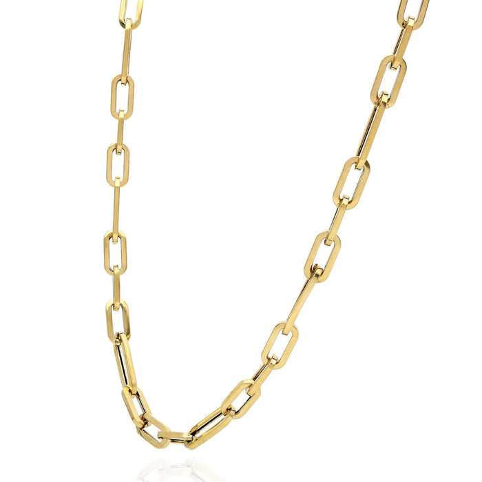 14K Yellow Gold 4mm Elongated Paperclip Figaro Chain (Hollow) 16"-24"
