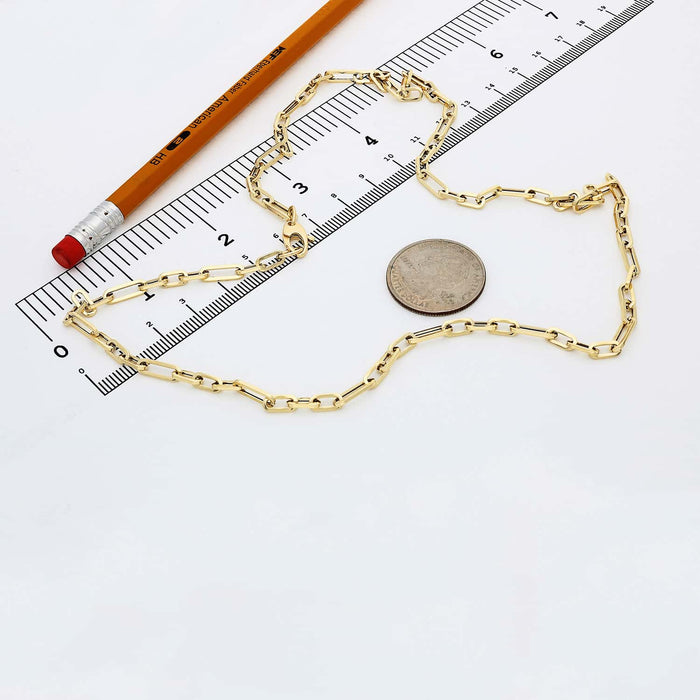 14K Yellow Gold 4mm Elongated Paperclip Figaro Chain (Hollow) 16"-24"