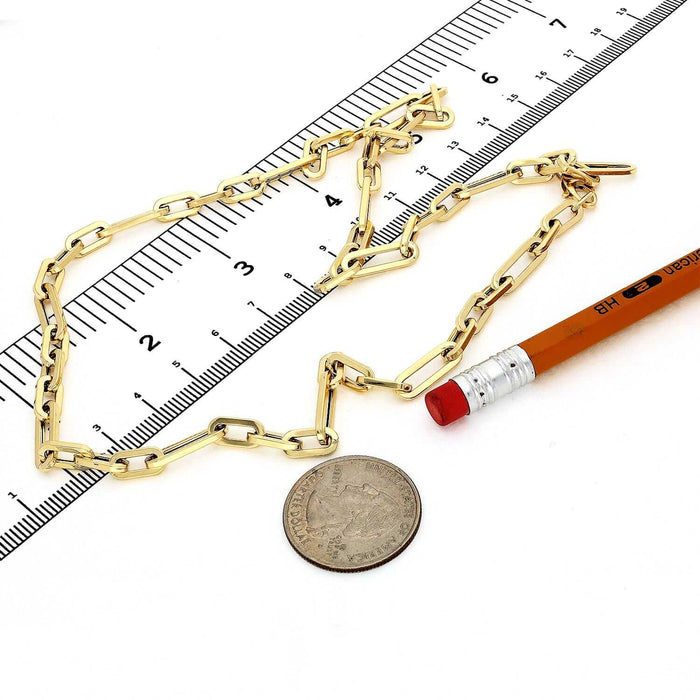 14K Yellow Gold 5.5mm Paperclip Figaro Elongated Chain (Hollow) 16"-24"