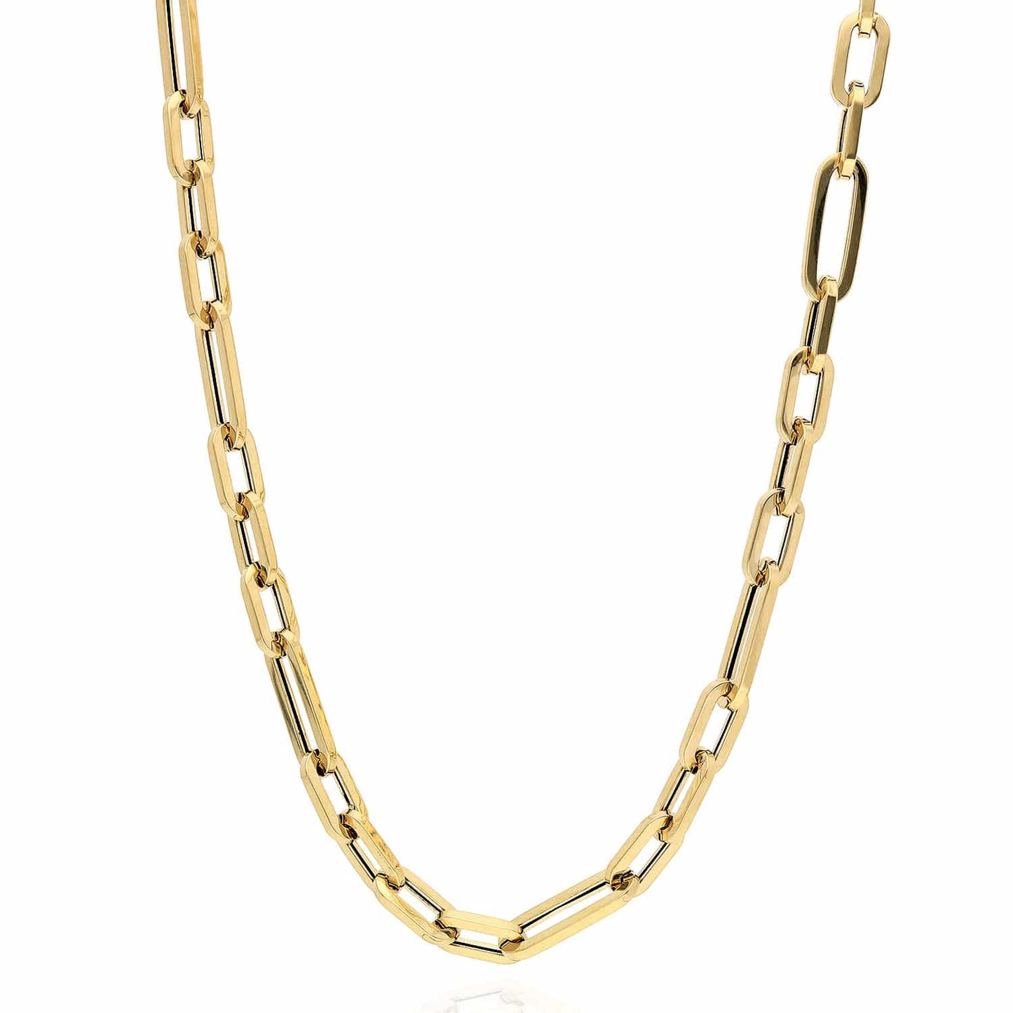 14K Yellow Gold 4.5mm Elongated Paperclip Figaro Chain 18"-24"