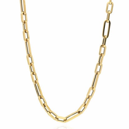 14K Yellow Gold 4.5mm Elongated Paperclip Figaro Chain 18"-24"