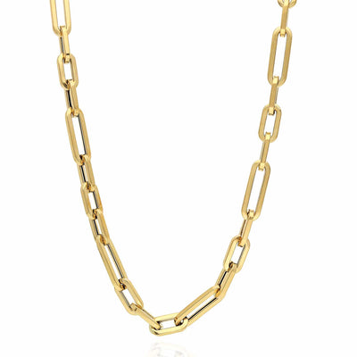 14K Yellow Gold 5.5mm Paperclip Figaro Elongated Chain (Hollow) 16"-24"