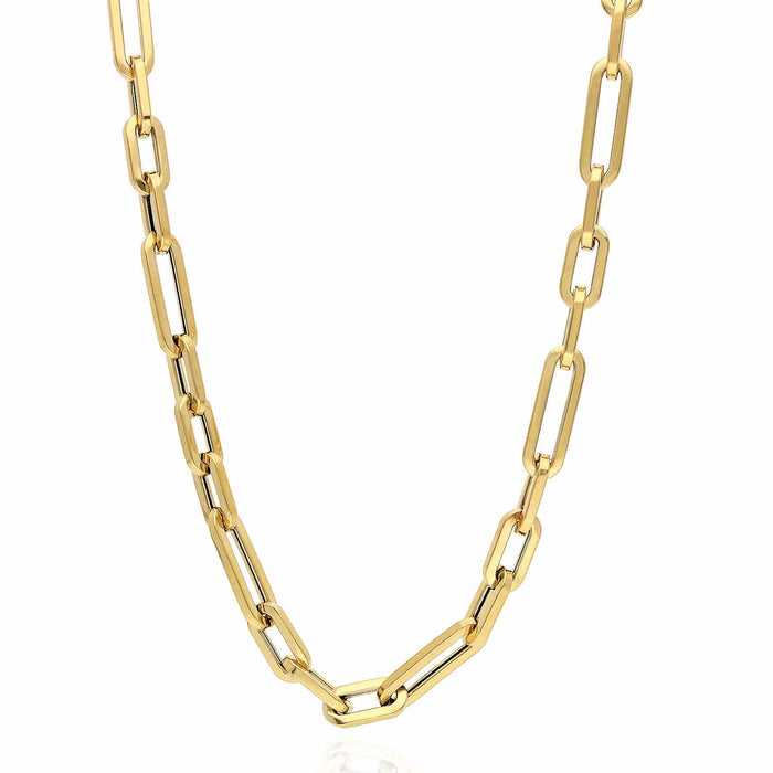 14K Yellow Gold 5.5mm Paperclip Figaro Elongated Chain (Hollow) 16"-24"