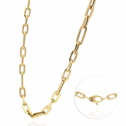 14K Yellow Gold 4.5mm Elongated Paperclip Figaro Chain 18"-24"