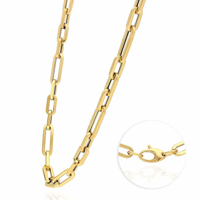 14K Yellow Gold 5.5mm Paperclip Figaro Elongated Chain (Hollow) 16"-24"