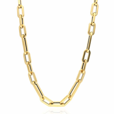 14K Yellow Gold 6mm Elongated Figaro Paperclip Chain (Hollow) 16"-24"
