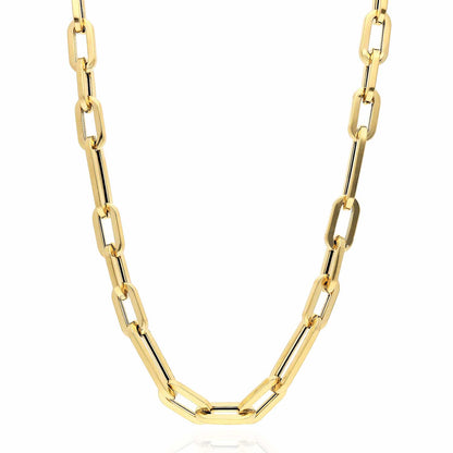 14K Yellow Gold 6mm Elongated Figaro Paperclip Chain 16"-24"
