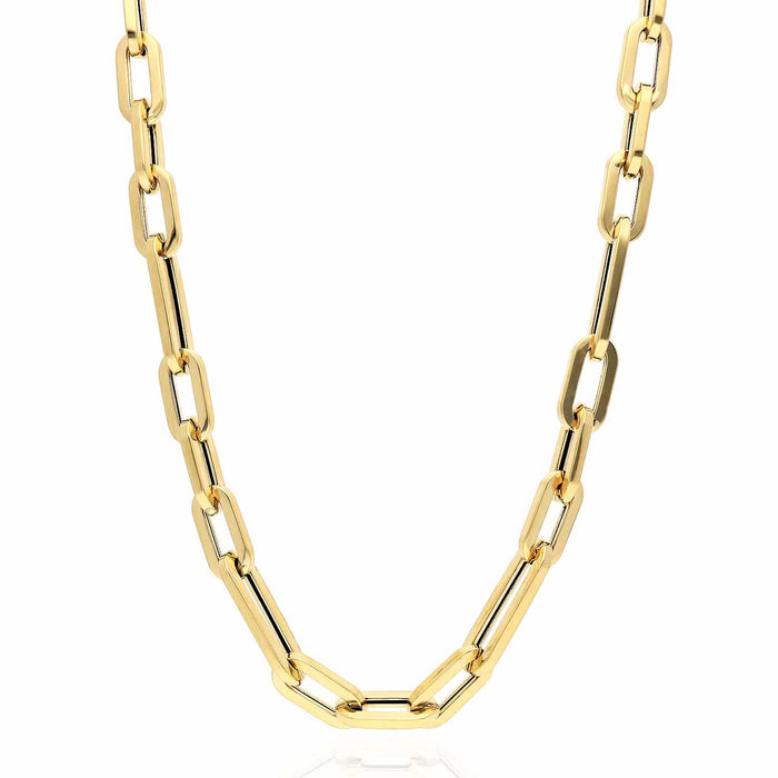14K Yellow Gold 6mm Elongated Figaro Paperclip Chain (Hollow) 16"-24"