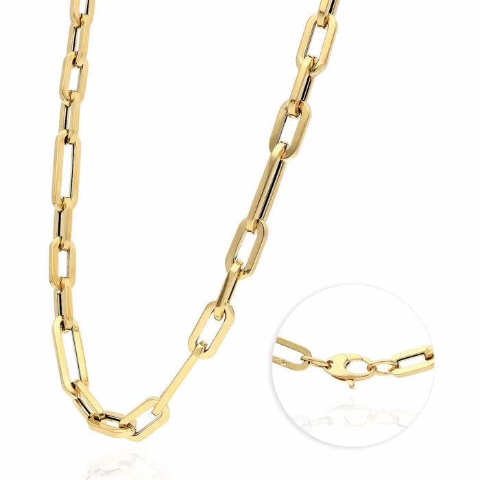 14K Yellow Gold 6mm Elongated Figaro Paperclip Chain (Hollow) 16"-24"