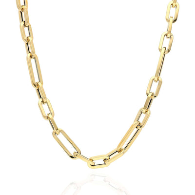 14K Yellow Gold 6.5mm Elongated Figaro Paperclip Chain (Hollow) 16"-24"