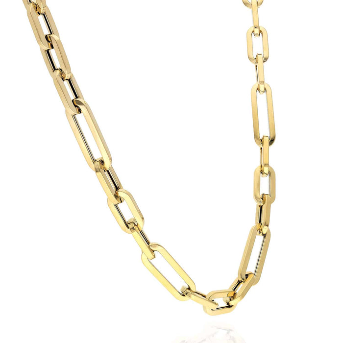 14K Yellow Gold 6.5mm Elongated Figaro Paperclip Chain (Hollow) 16"-24"