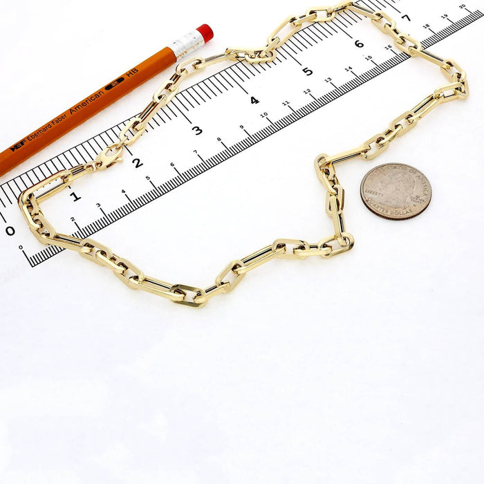 14K Yellow Gold 6.5mm Elongated Figaro Paperclip Chain (Hollow) 16"-24"