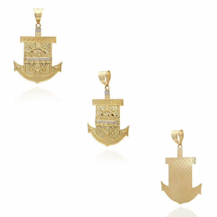 10K Yellow Gold Last Supper And Mariner Anchor Pendant 51mm x 78mm