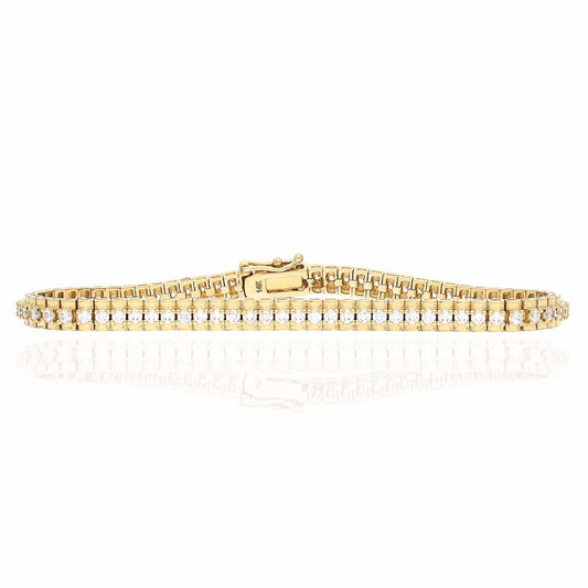 3CTW CZ 14K Gold Yellow 4.5mm Tennis Bracelet 7"