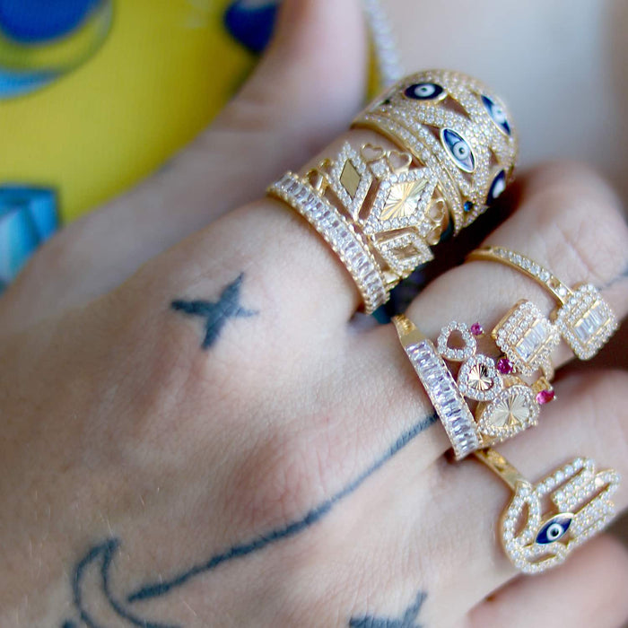 1.70Ct CZ 14K Yellow Gold Royal Crown Cocktail Ring