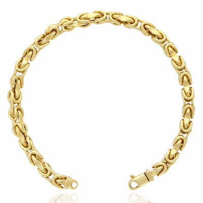 10K Yellow Gold 6mm Bullet Bracelet (Solid Links) 9"