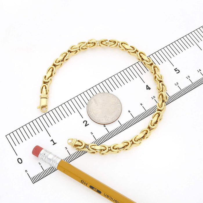 10K Yellow Gold 6mm Bullet Bracelet (Solid Links) 9"
