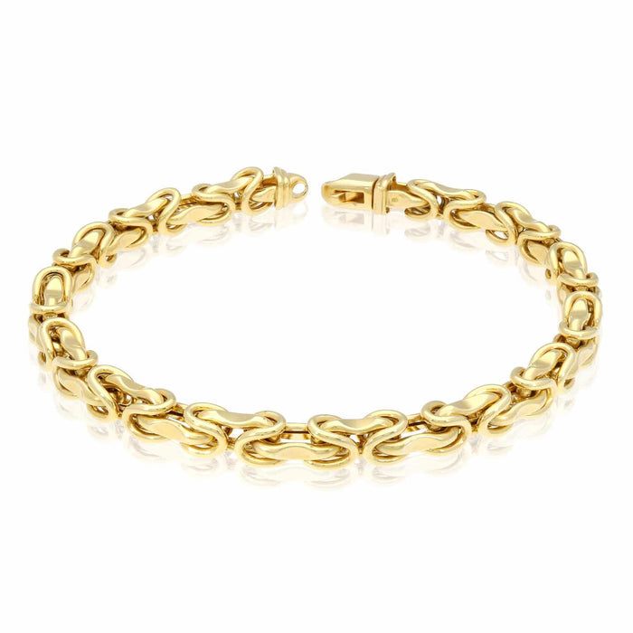 10K Yellow Gold 6mm Bullet Bracelet (Solid Links) 9"
