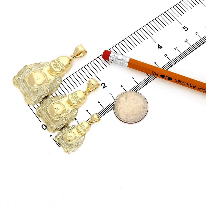 10K Yellow Gold Buddha Pendant 1.34"-2.2"