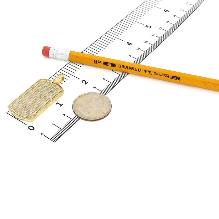 14K Yellow Gold Pave Diamond Alternative 4.5Ct Dog Tag Pendant