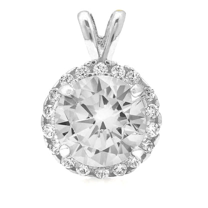 14k Yellow Gold White Gold Halo Round Solitaire Birthstone Pendant 0.5"