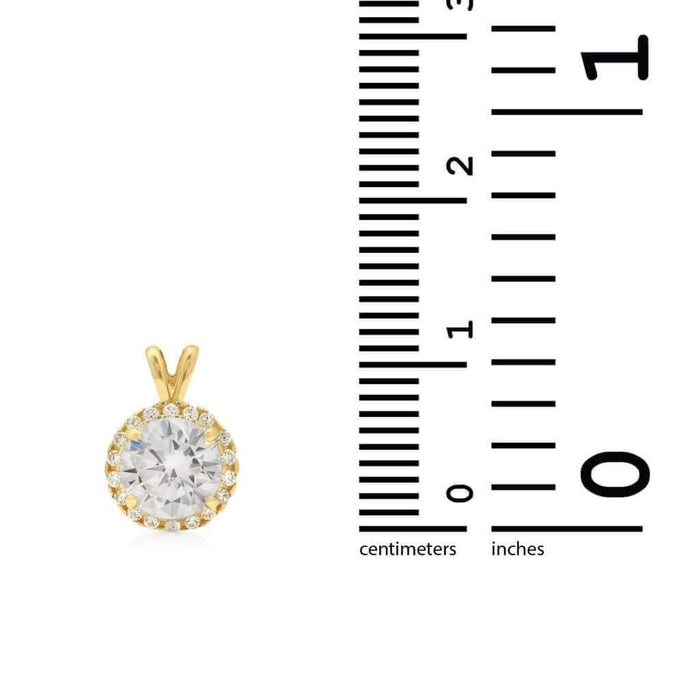 14k Yellow Gold White Gold Halo Round Solitaire Birthstone Pendant 0.5"