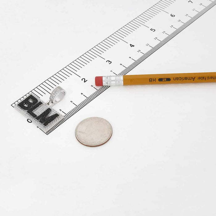 925 Sterling Silver Black White CZ Pave BLM Pendant