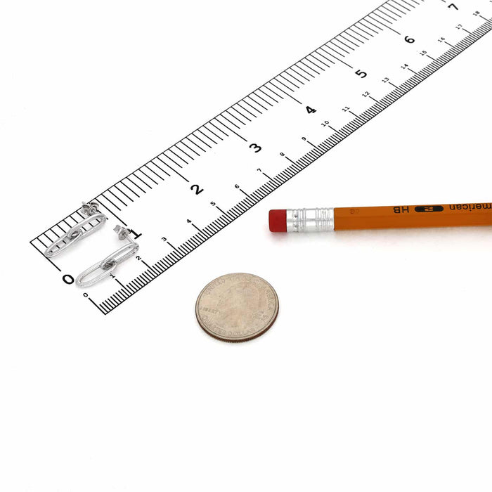 Yellow White Gold Tone 925 Silver Paperclip Earrings 24mm