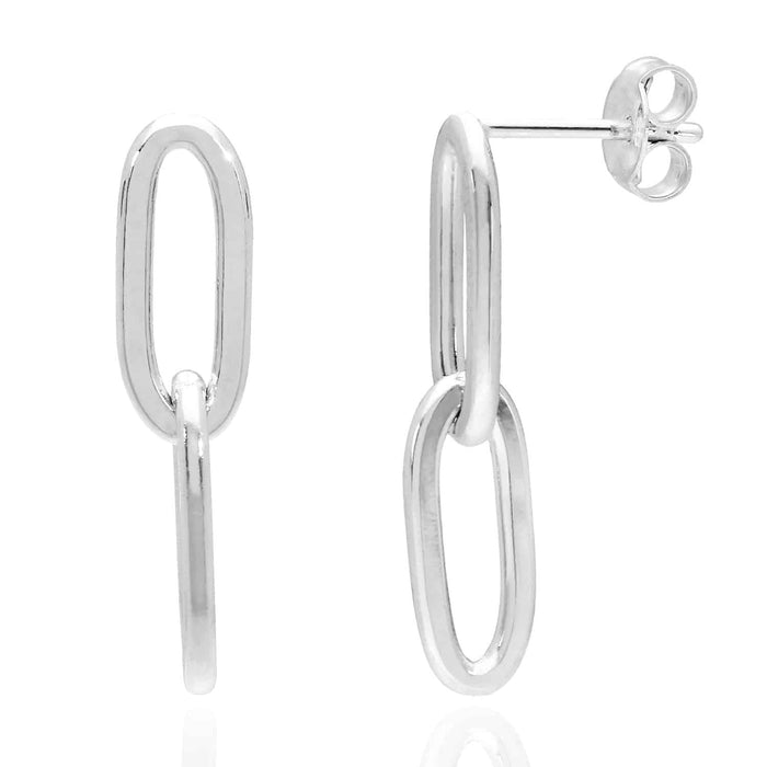 Yellow White Gold Tone 925 Silver Paperclip Earrings 24mm